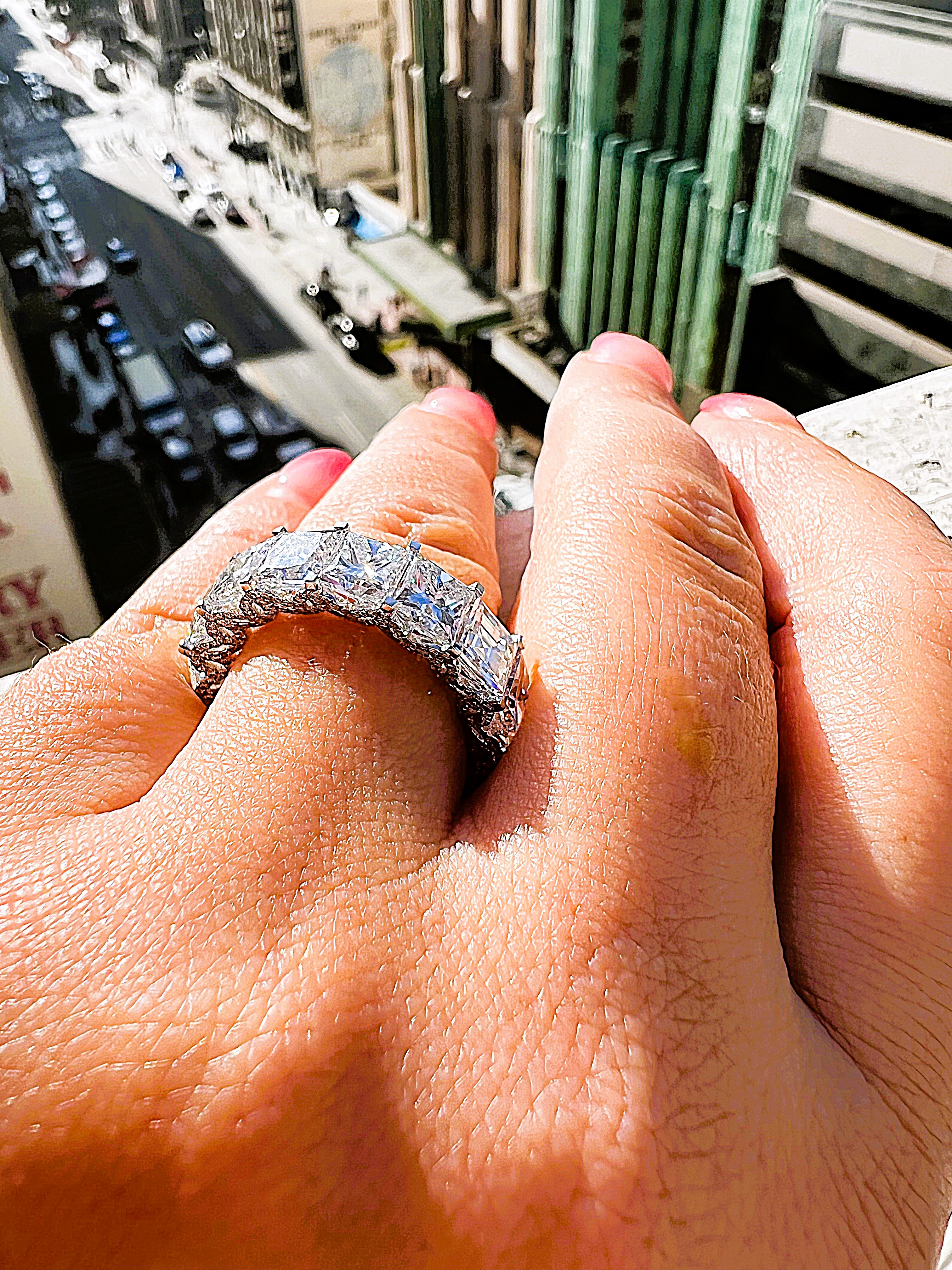 Princess Cut Eternity Band with Round shape Side Diamonds